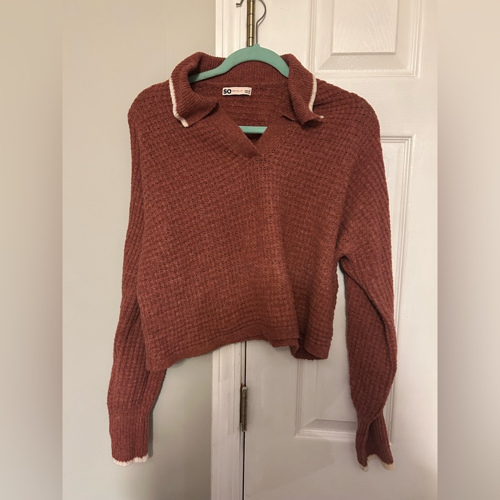 SO size large orange collared sweater